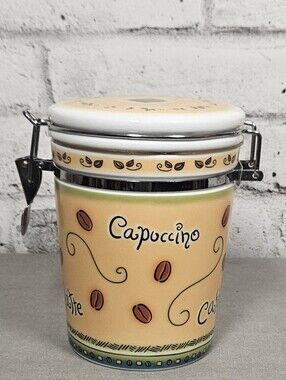 MSC Mocha Coffee Bean Ceramic Canister Jar With Clamp Lid